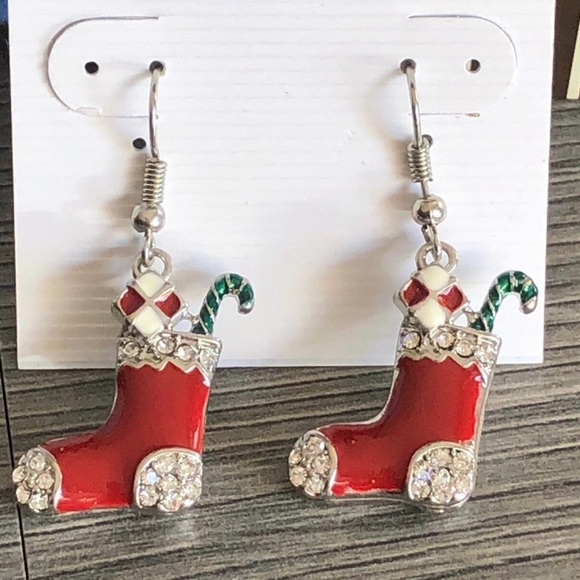 Festive Christmas Stockings Earrings - Picture 3 of 6